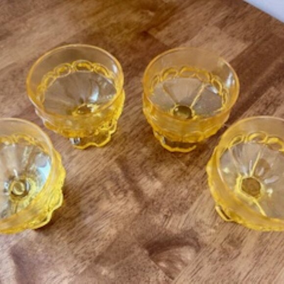Vintage Tiffin Franciscan Madeira Cornsilk Dessert Glasses Set of 5 Mid-Century - Picture 5 of 6